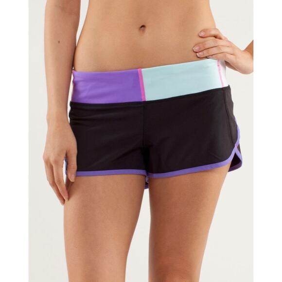 Lululemon Run Speed Short Black / Power Purple / Quilt Summer zip pocket floral - Picture 7 of 8